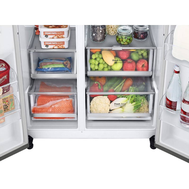 کشوهای داخل یخچال فریزر ال جی GCX-287TVS یا X287 رنگ نقره ای محصول 2025