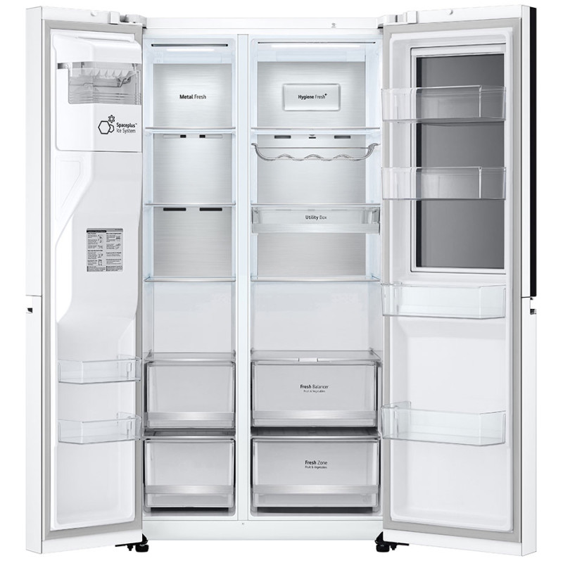 نمای داخل یخچال فریزر سه درب ال جی GCX-287TVW یا X287 رنگ سفید محصول 2025