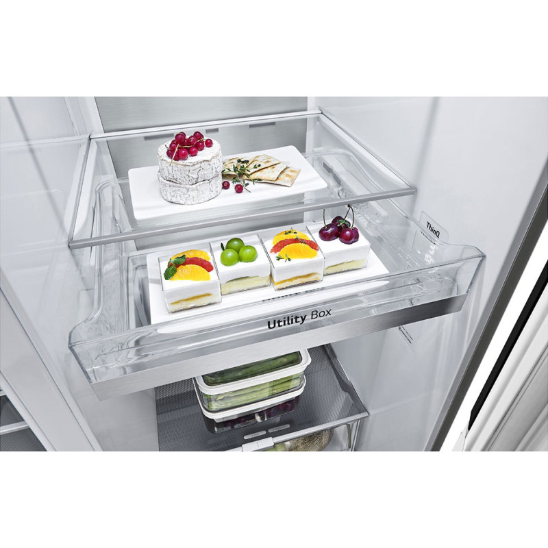نمای داخل یخچال و کشوی Utility Box یخچال فریزر GCX-287TVW رنگ سفید محصول 2025