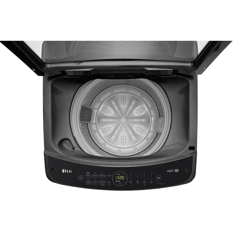 نمای پنل بالای ماشین لباسشویی و پتوشور ال جی T18H3SDHT2 رنگ دودی محصول 2023