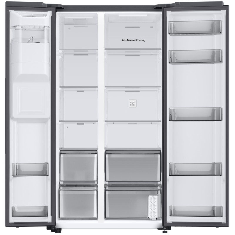 نمای داخل یخچال فریزر Samsung RS80DG5402SL رنگ نقره ای محصول 2024