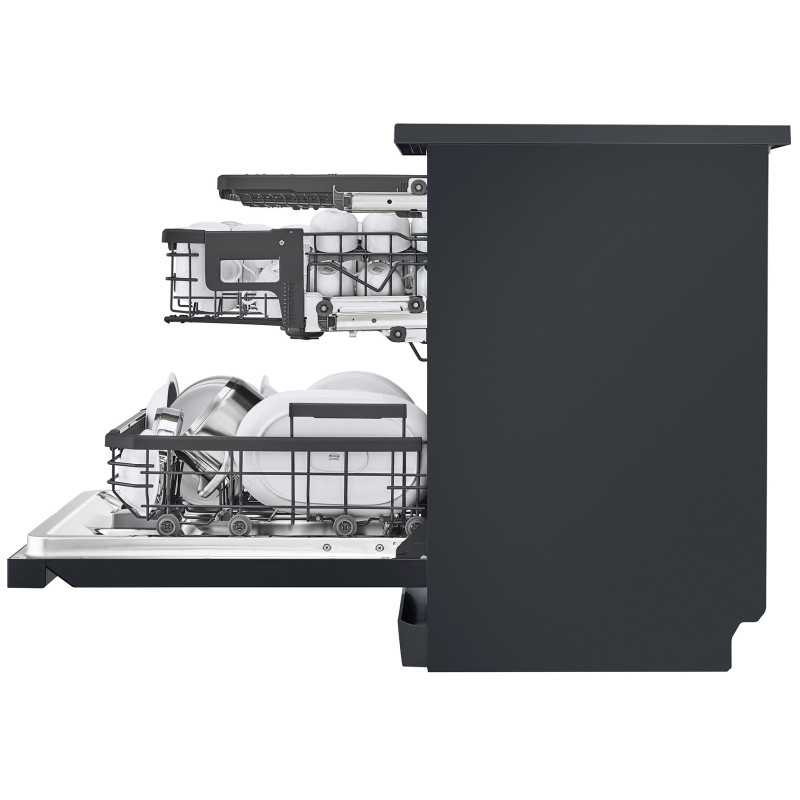 ماشین ظرفشویی آسانسوردار ال جی DFC287HMS رنگ مشکی مات