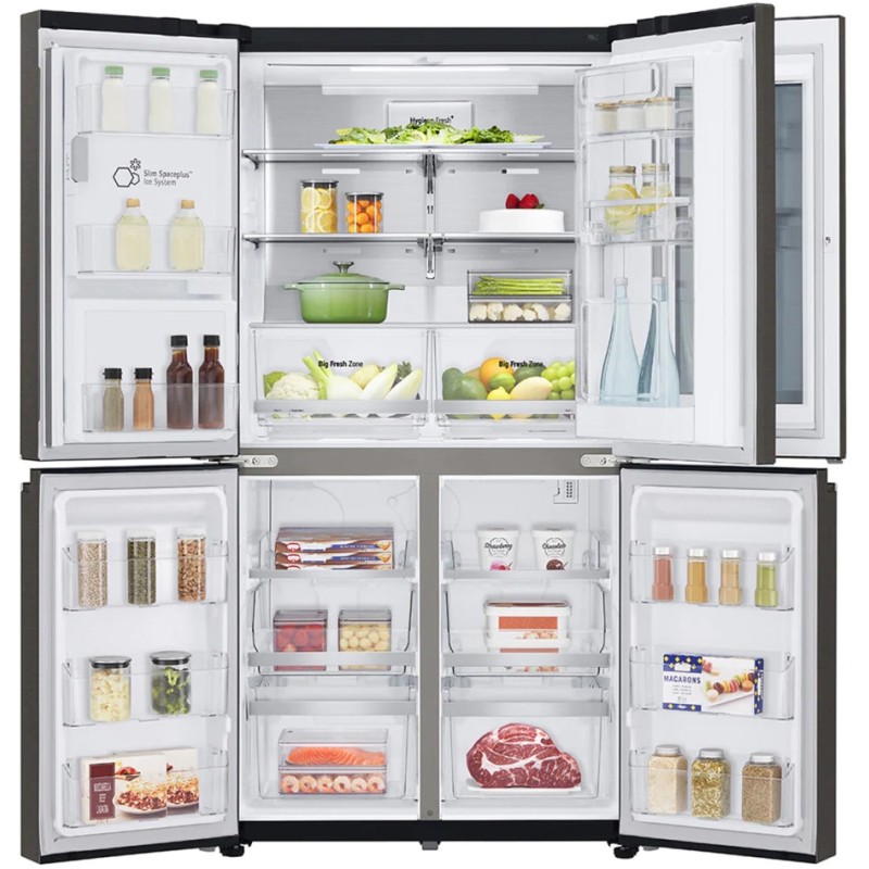 نمای داخل یخچال فریزر هوشمند ال جی GR-X24FMKBL رنگ دودی