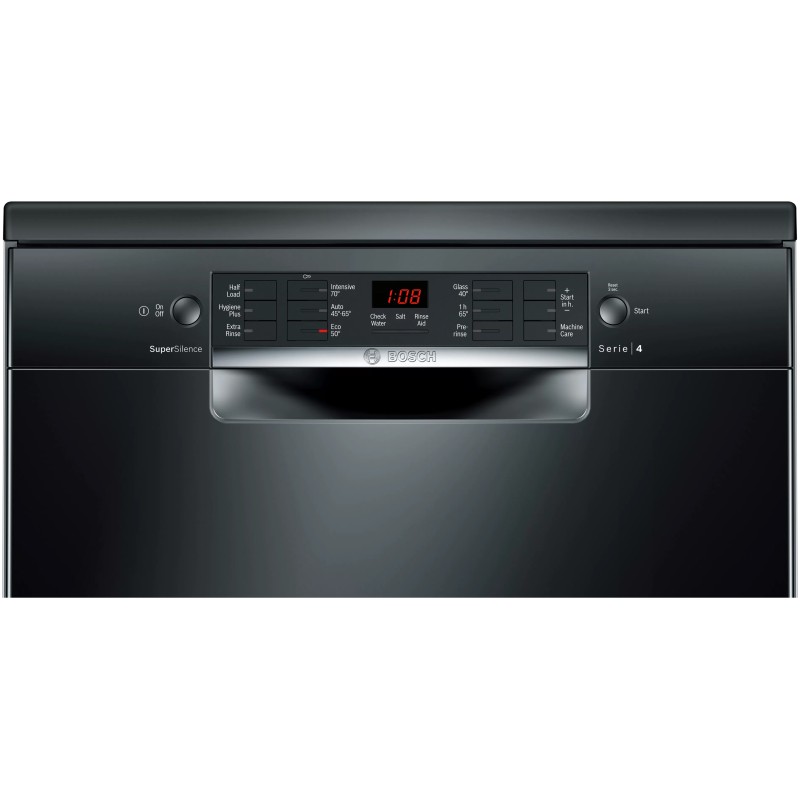 دکمه های کنترلی و صفحه نمایش ماشین ظرفشویی مشکی بوش SMS46NB01B