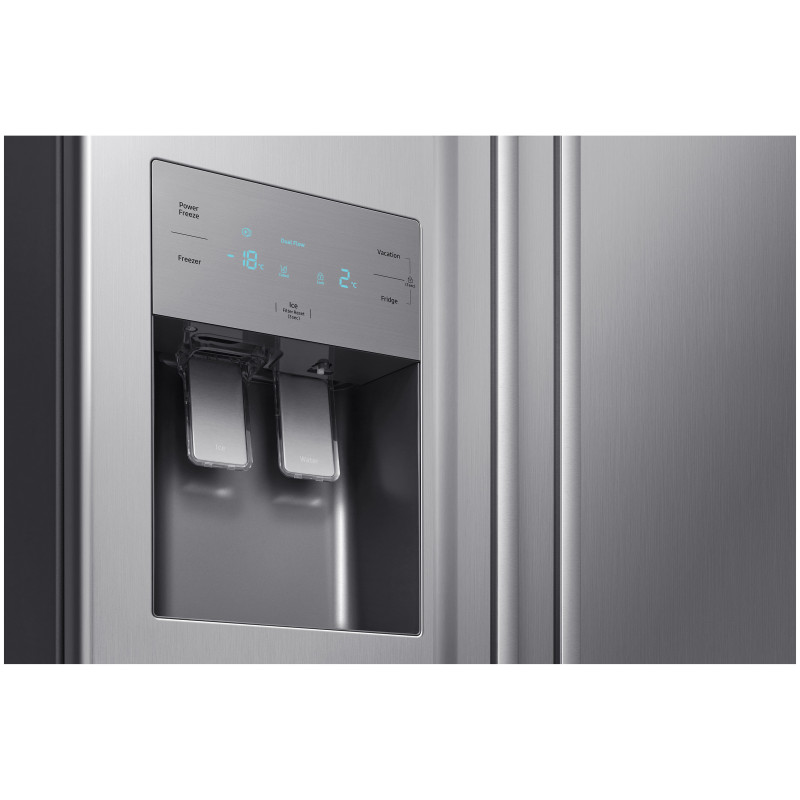 طراحی آب ریز و یخ ریز یخچال فریزر سامسونگ RS50N3513S8 رنگ نقره ای براق
