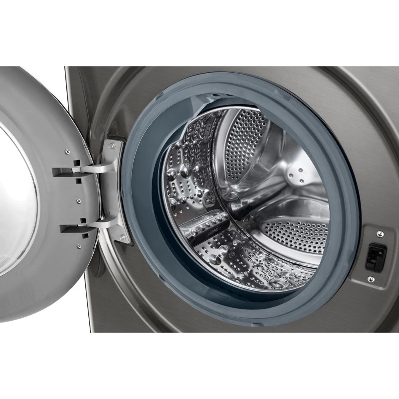 دیگ برجسته ماشین لباسشویی ال جی F4R3VYG6P با سرعت چرخش 1400 دور در دقیقه رنگ نقره ای پلاتینیومی