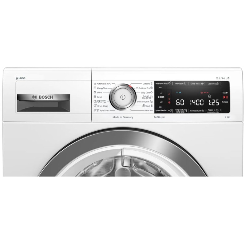 طراحی جلوی ماشین لباسشویی 1400 دور بوش WAV28K90ME رنگ سفید