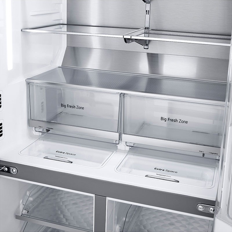 کشوی های Big Fresh Zone مخصوص نگهداری میوه و سبزیجات در یخچال فریزر ال جی GR-J35FMKBL