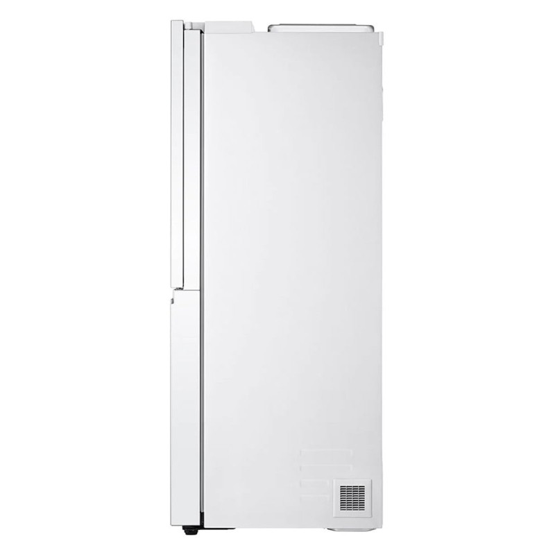 طراحی نمای بغل یخچال ساید بای ساید ال جی J257 سفید