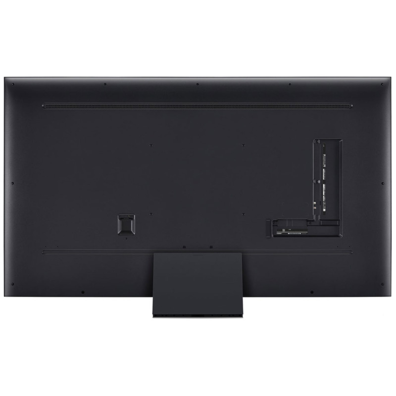 طراحی و نمای پشت تلویزیون ال جی 75UT9100 با پایه نصب شده در حالت Soundbar