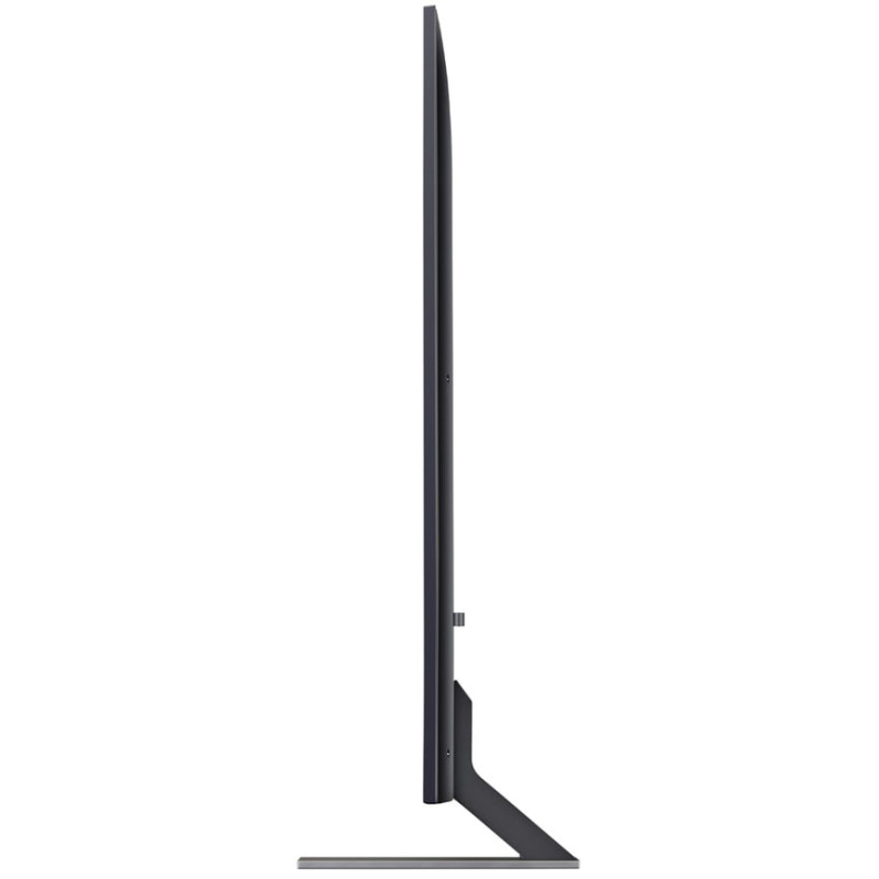 نمای بغل تلویزیون LG 75QNED85 2024 با پایه نصب شده در حالت ساندبار
