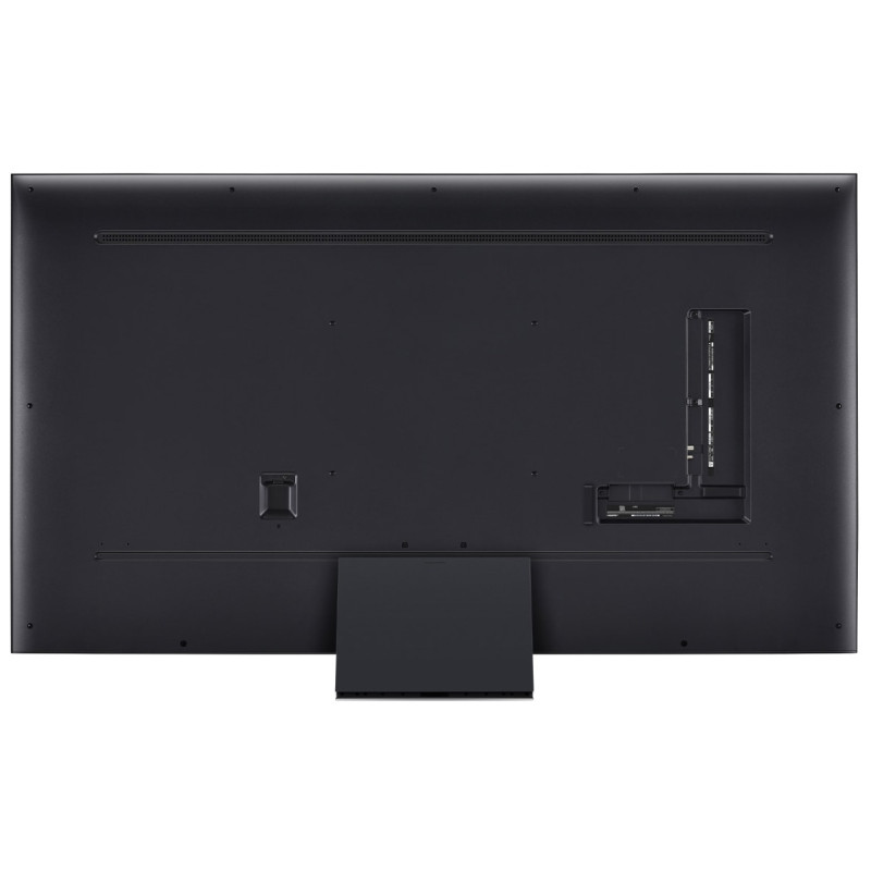 طراحی و نمای پشت تلویزیون LG 75QNED87 2024 با پایه در حالت ساندبار