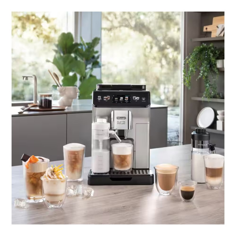 اسپرسوساز نقره ای دلونگی ECAM450.55 دارای سیستم LatteCreama برای تولید فوم گرم و سرد