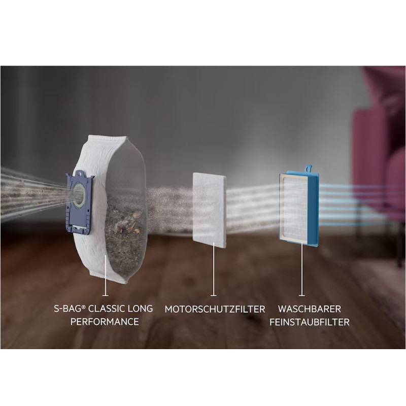 جاروبرقی آاگ AB61C2DB دارای کیسه s-bag با ظرفیت 3.5 لیتر و فیلتر هپا