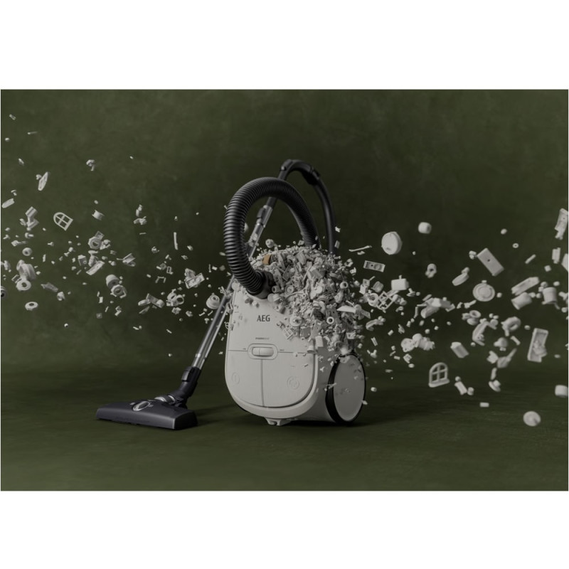 جاروبرقی آاگ AB61 دارای بدنه قدرتمند و بادوام و ساخته شده از 50% پلاستیک بازیافتی