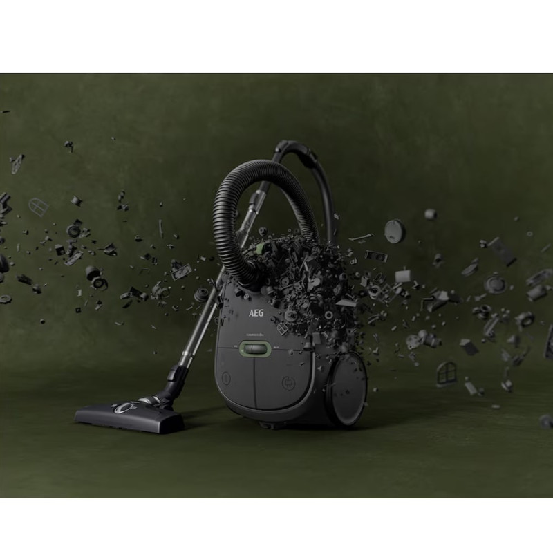 جاروبرقی آاگ AB61 رنگ خاکستری دارای بدنه قدرتمند و بادوام و ساخته شده از 50% پلاستیک بازیافتی