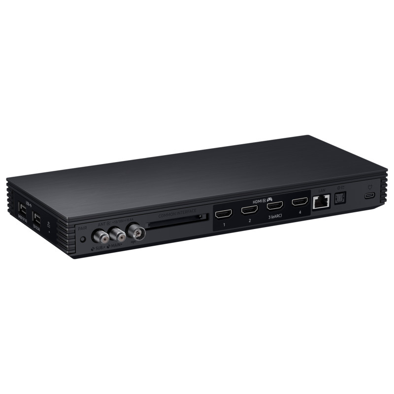 پورت‌های ورودی خروجی تلویزیون سامسونگ 65QN990F روی Wireless One Connect Box مونتاژ مجارستان و اسلواکی