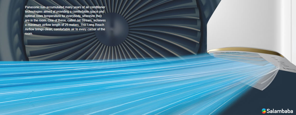 پرتاب باد تا 25 متر در کولر گازی پاناسونیک 24000