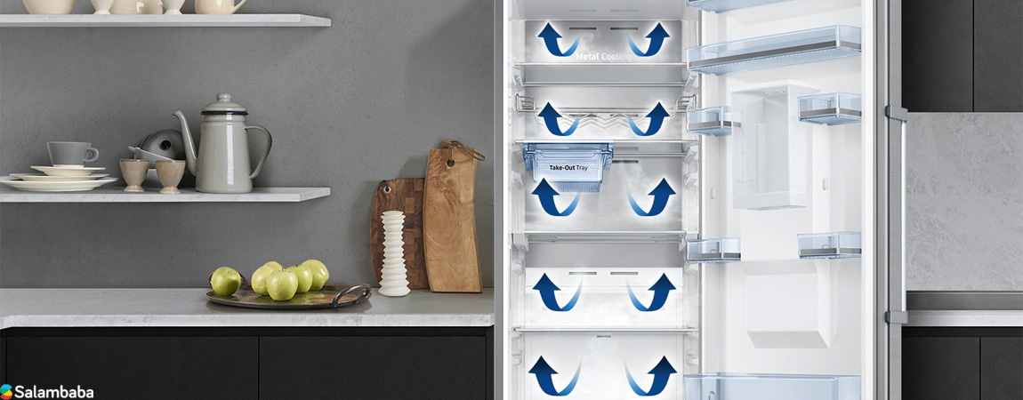 سیستم خنک کننده همه جانبه در یخچال فریزر سامسونگ RZ32-RR39