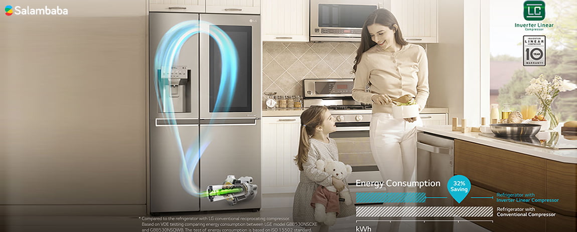 یخچال فریزر بالای ال جی B672  - کمپرسور اینورتر خطی