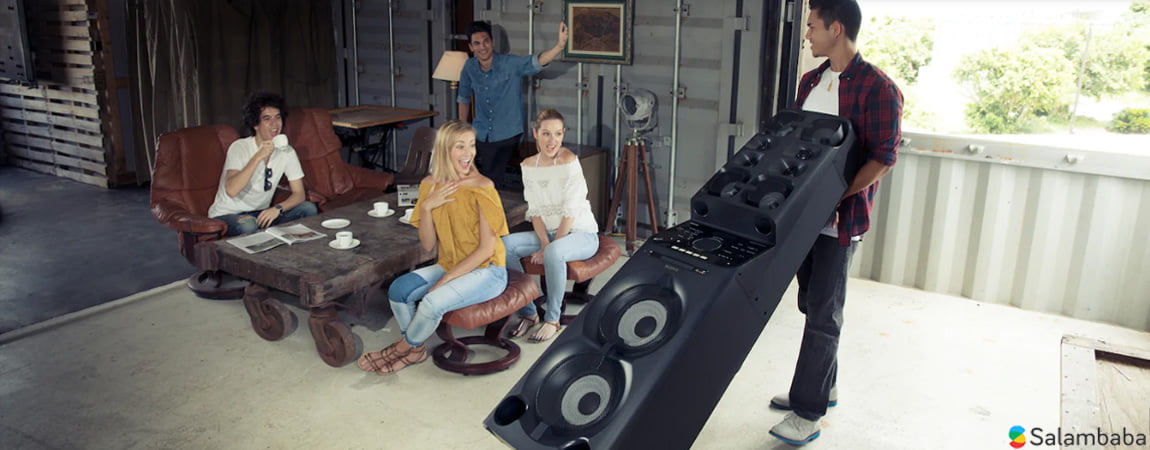 سیستم صوتی سونی V90DW ساده و قابل حمل به صورت شیب