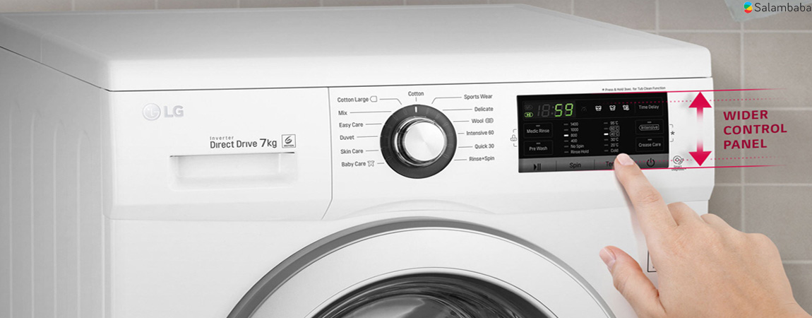 ظاهری شیک و ساده با صفحه نمایش لمسی در لباسشویی ال جی 2j3