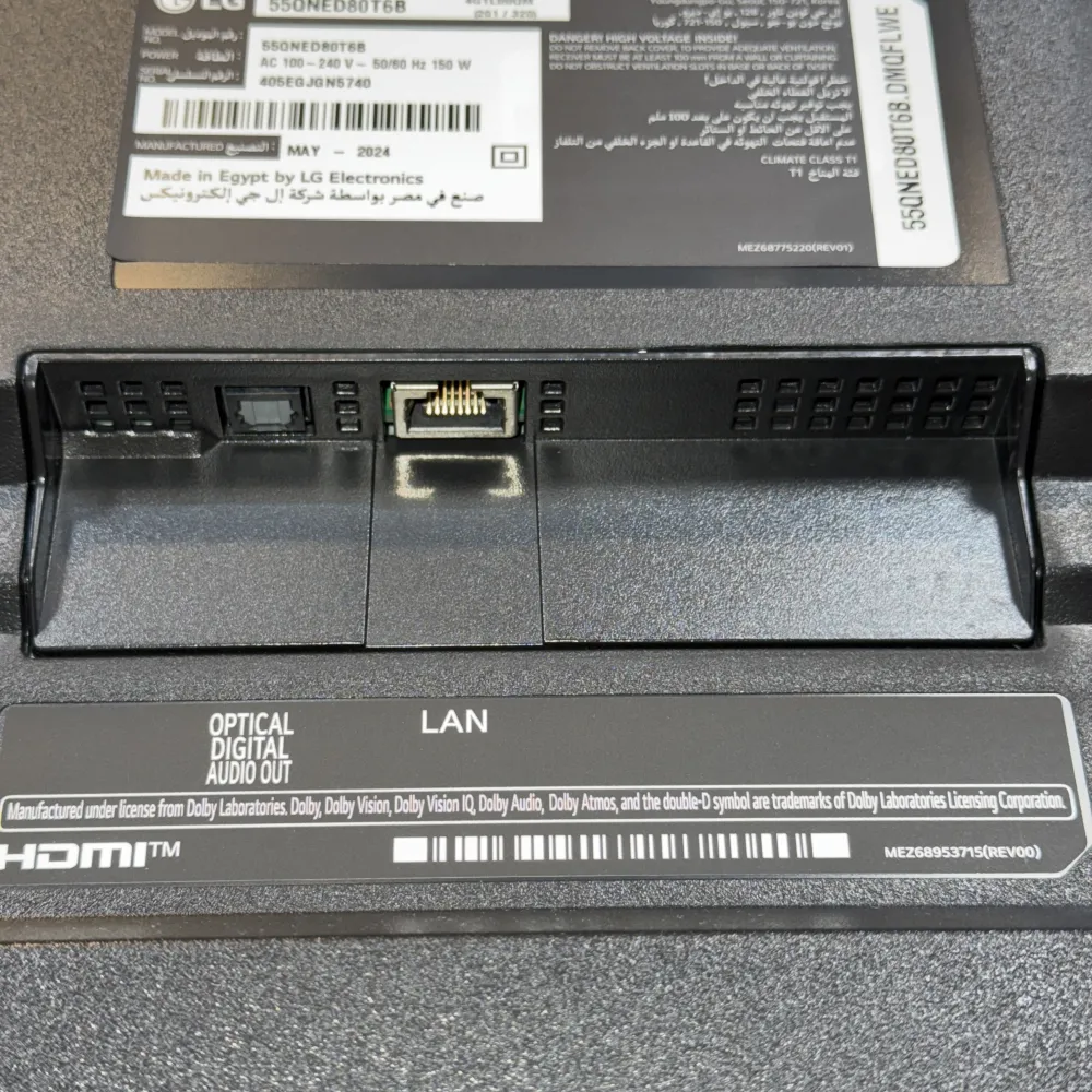 پورت‌های ورودی و خروجی تلویزیون ال جی QNED80 محصول 2024
