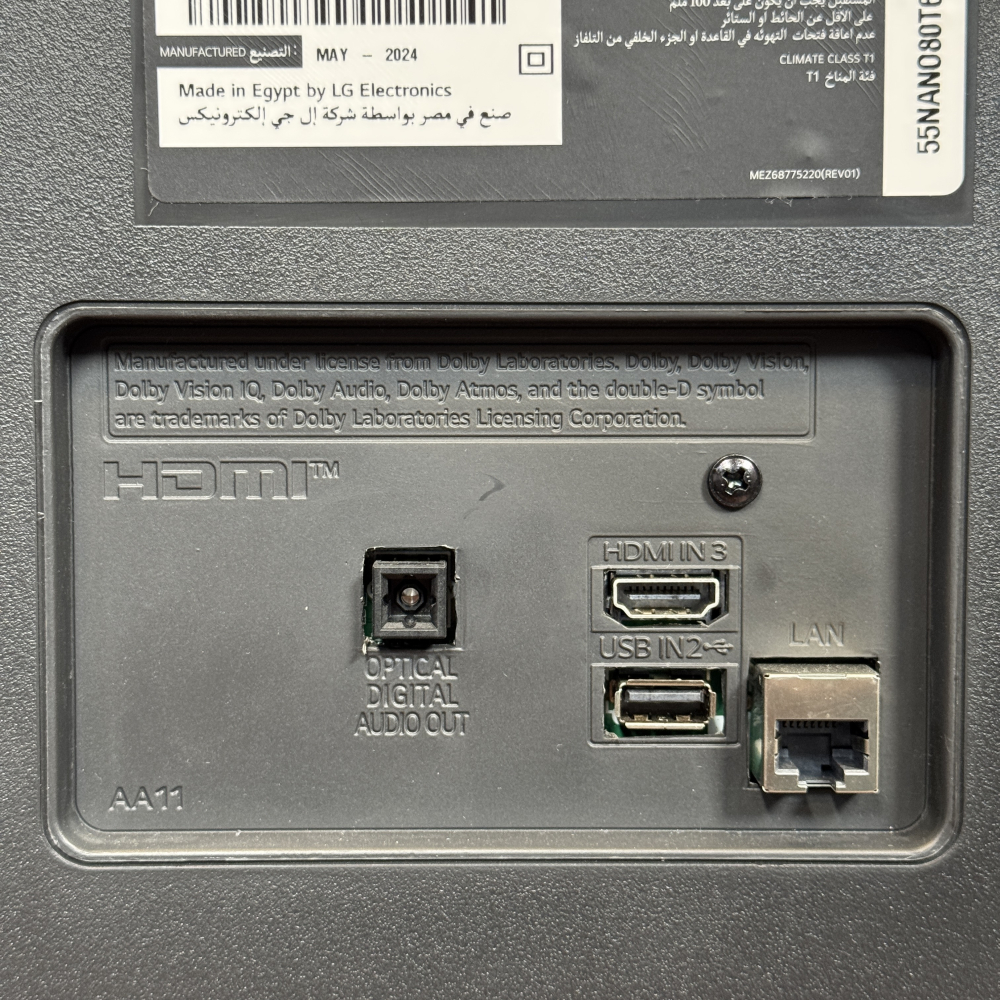 پورت‌های ورودی و خروجی تلویزیون 4K ال جی NANO80