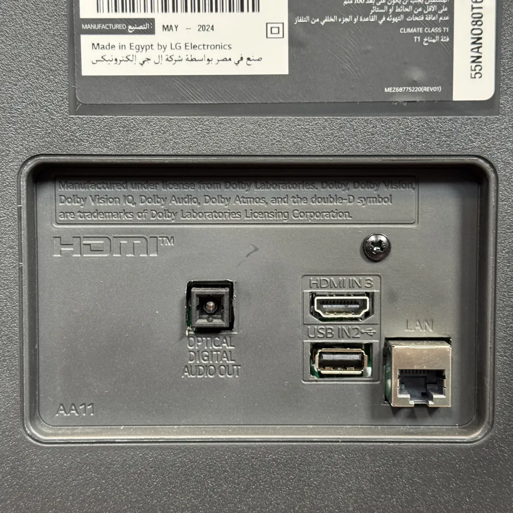 پورت‌های ورودی و خروجی تلویزیون 4K ال جی NANO80