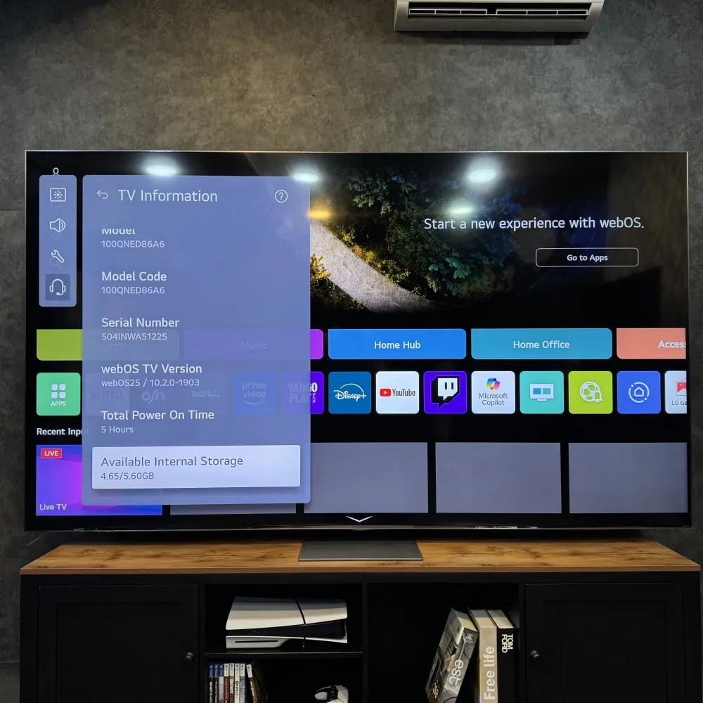 سیستم عامل 25 webOS و فضای ذخیره‌سازی داخلی تلویزیون ال جی QNED86A