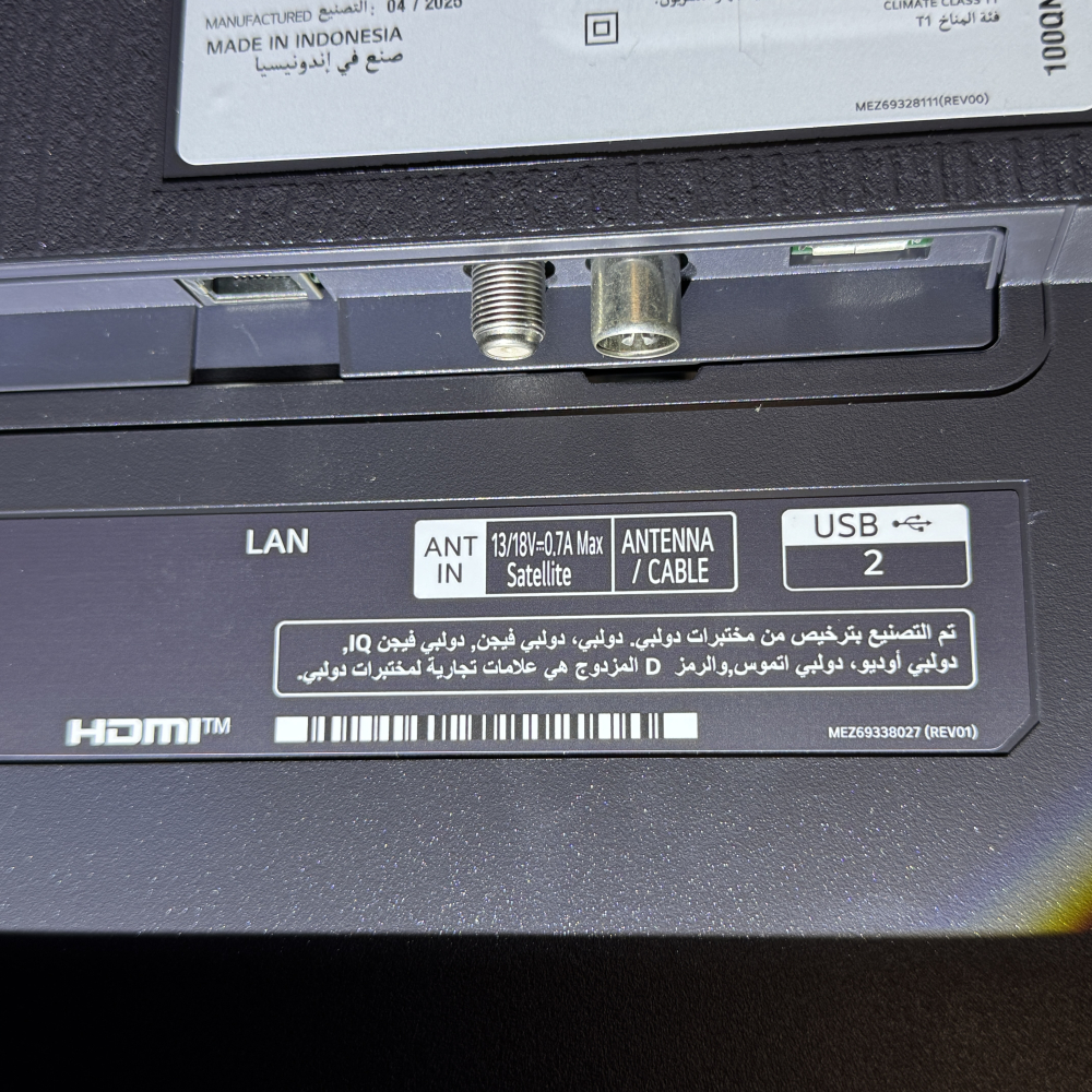 پورت‌های ورودی و خروجی تلویزیون ال جی QNED86-2025