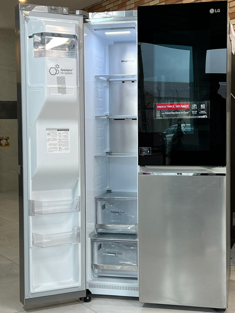 بخش فریزر یخچال ساید بای ساید ال جی X287 محصول 2022 با قابلیت اینستاویو