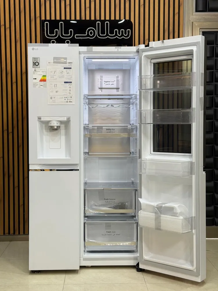 نمای داخلی یخچال ساید بای ساید ال جی GCX-287TVW محصول 2025 با قابلیت Hygiene Fresh