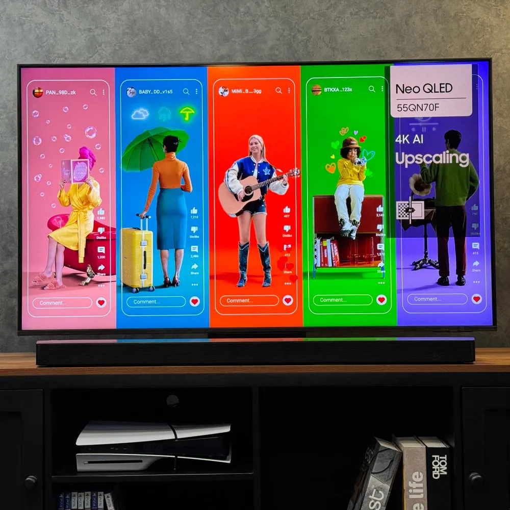 نحوه قرارگیری ساندبار زیر تلویزیون سامسونگ QN70F