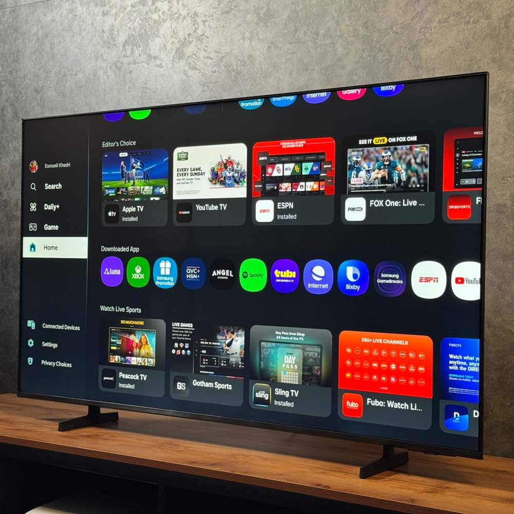 صفحه برنامه‌ها و رابط کاربری One UI Tizen در تلویزیون سامسونگ U8000F